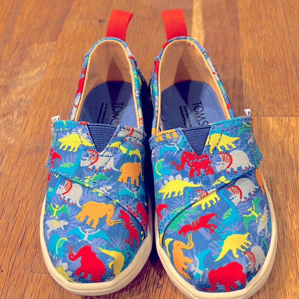 Toms Toddler 9 Alpargata in Denim Dinosaur, Like New